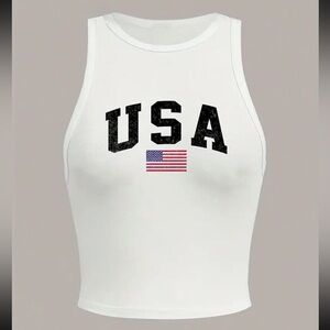USA 🇺🇸 White Tank Top American Flag